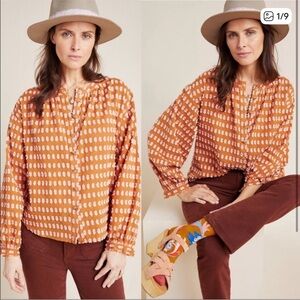 ANTHRO Pilcro Tavi Clipdot Button Down Blouse Size XS
